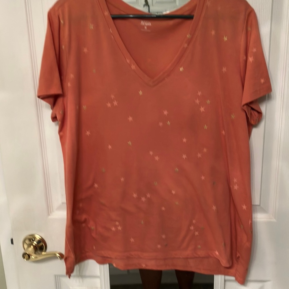 ANA soft orange with stars in gold,liter colored orange rust